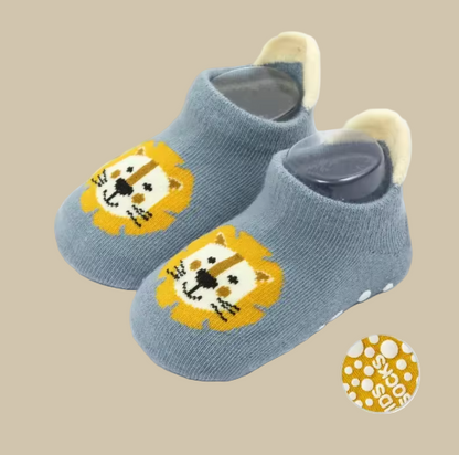 Chaussons Chaussettes Bébé – Motif Lion | Antidérapants & Douillets
