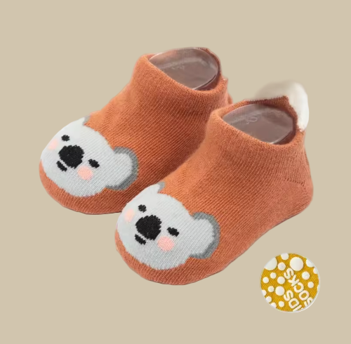 Chaussons Chaussettes Bébé – Motif Lion | Antidérapants & Douillets