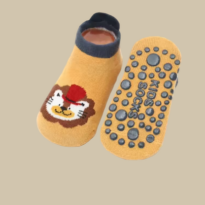 Chaussons Chaussettes Bébé – Motif Lion | Antidérapants & Douillets