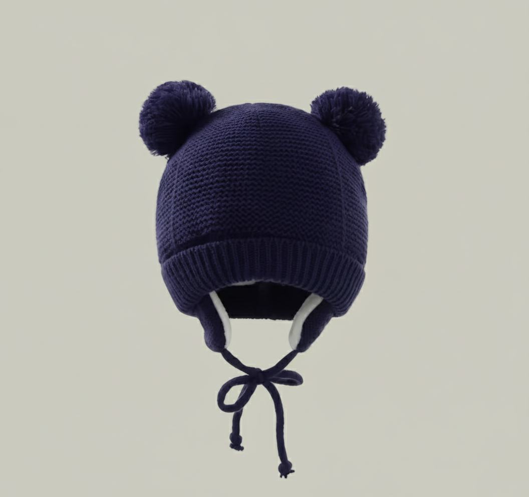 Bonnet Bébé Tricoté à Pompons – Chaleur & Douceur pour l’Hiver