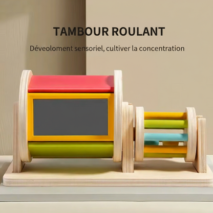Jouet Montessori en Bois – Tambour Roulant &amp; Puzzle Miroir