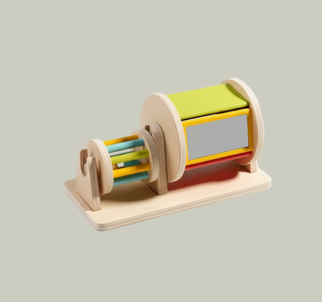 Jouet Montessori en Bois – Tambour Roulant &amp; Puzzle Miroir