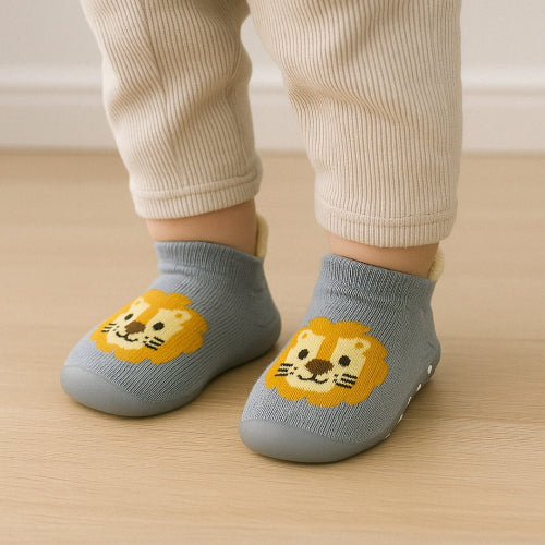 Chaussons Chaussettes Bébé – Motif Lion | Antidérapants & Douillets