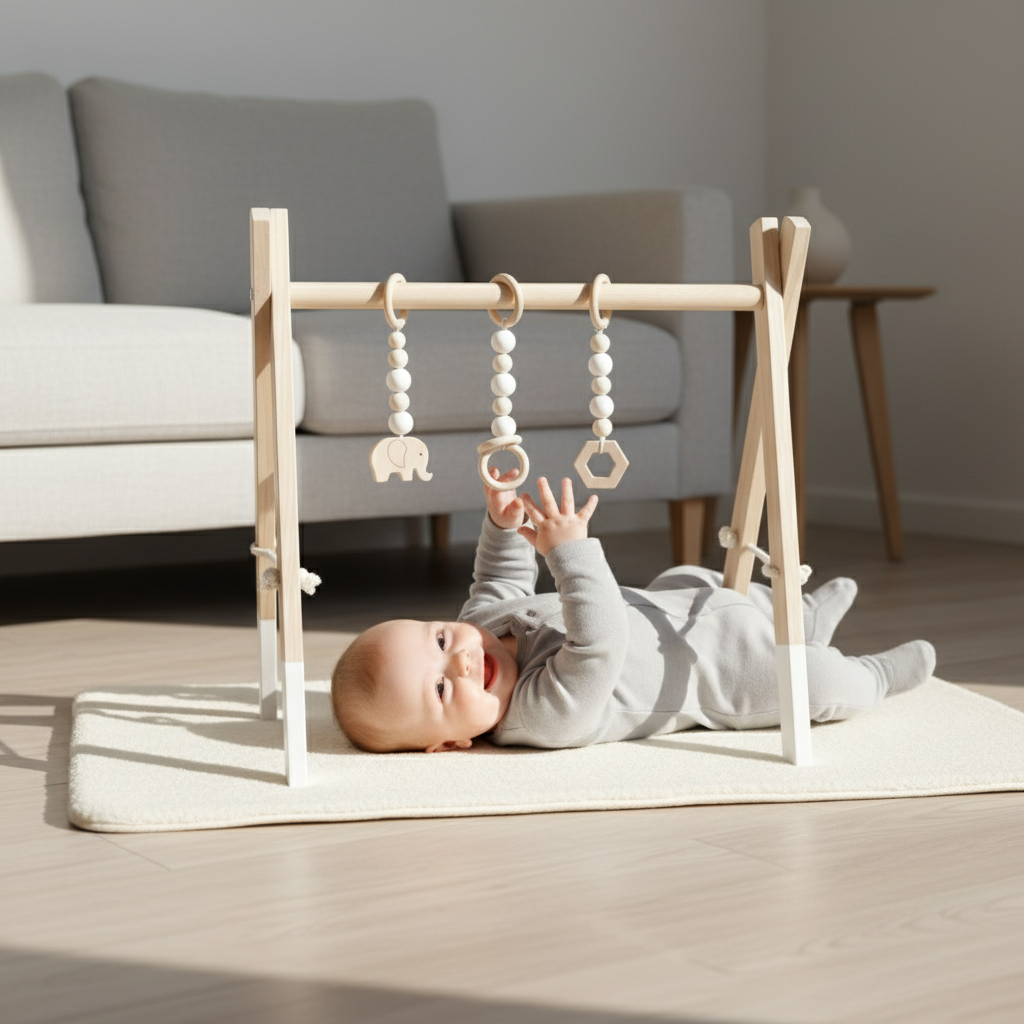 Jouet de Gymnastique en Bois pour Bébé – Éveil, Jeu et Décoration Nordique